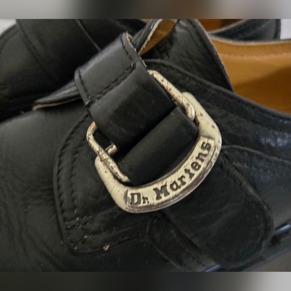 Dr. Martens Black Leather Shoes with Distinctive Silver Buckle - Picture 6 of 9